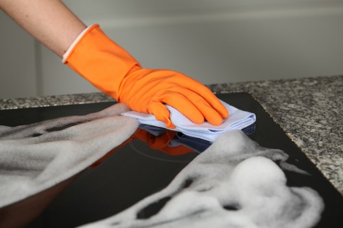 Upholstery cleaning service in a commercial waiting area